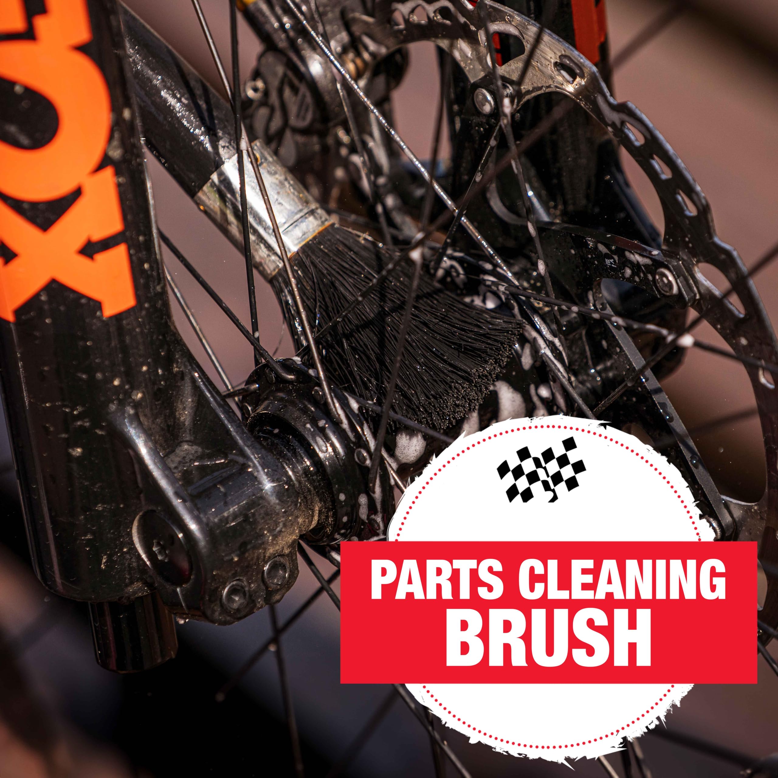 Finish Line angled brush accessing jockey wheels for precise component cleaning