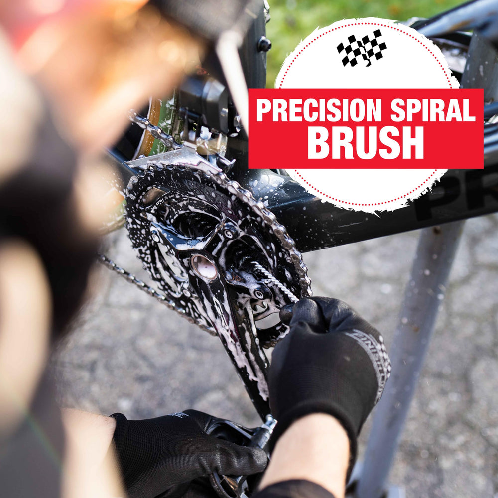 Finish Line soft detailing brush gently cleaning a painted frame without scratching