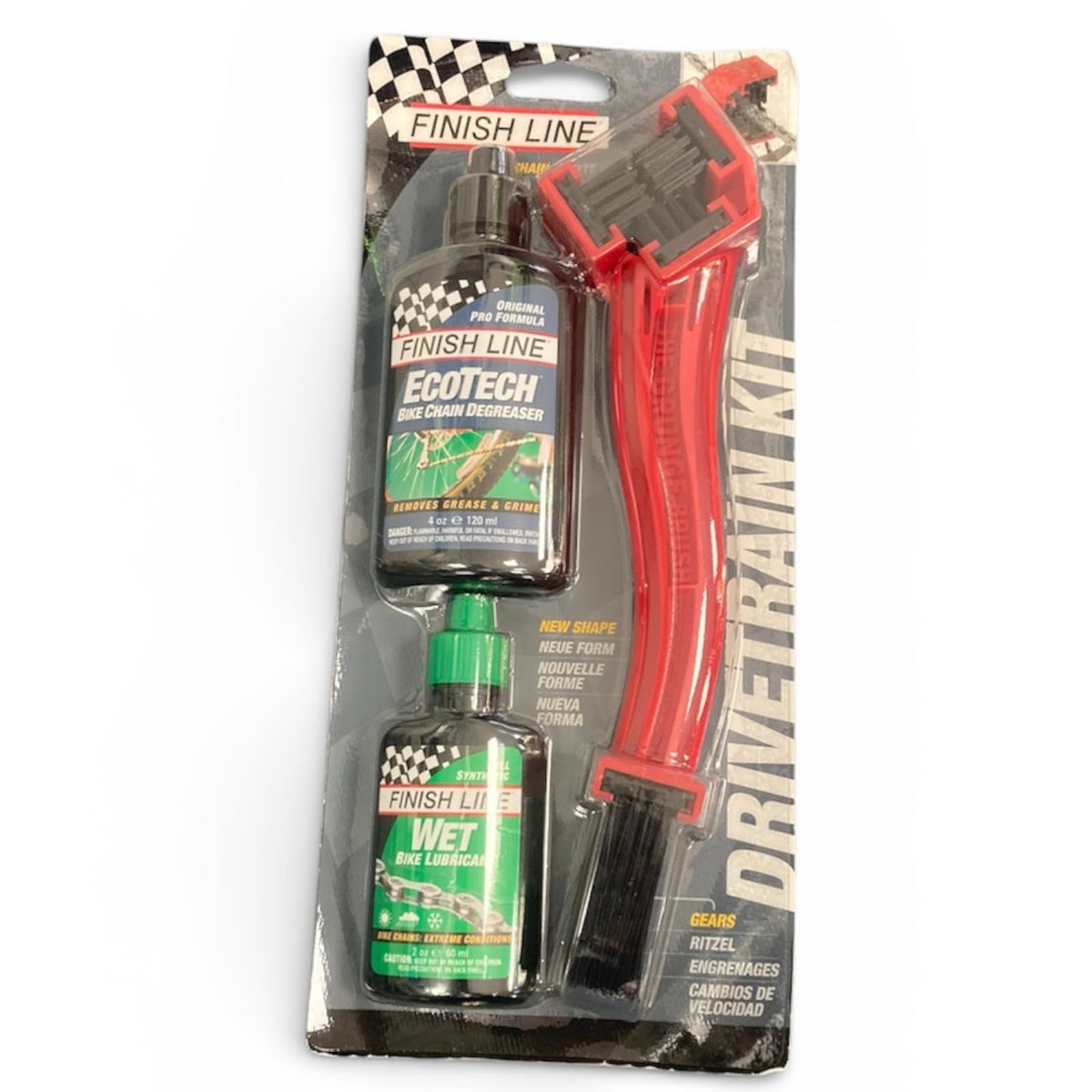 Finish Line kit front packaging showing all components and easy storage benefit