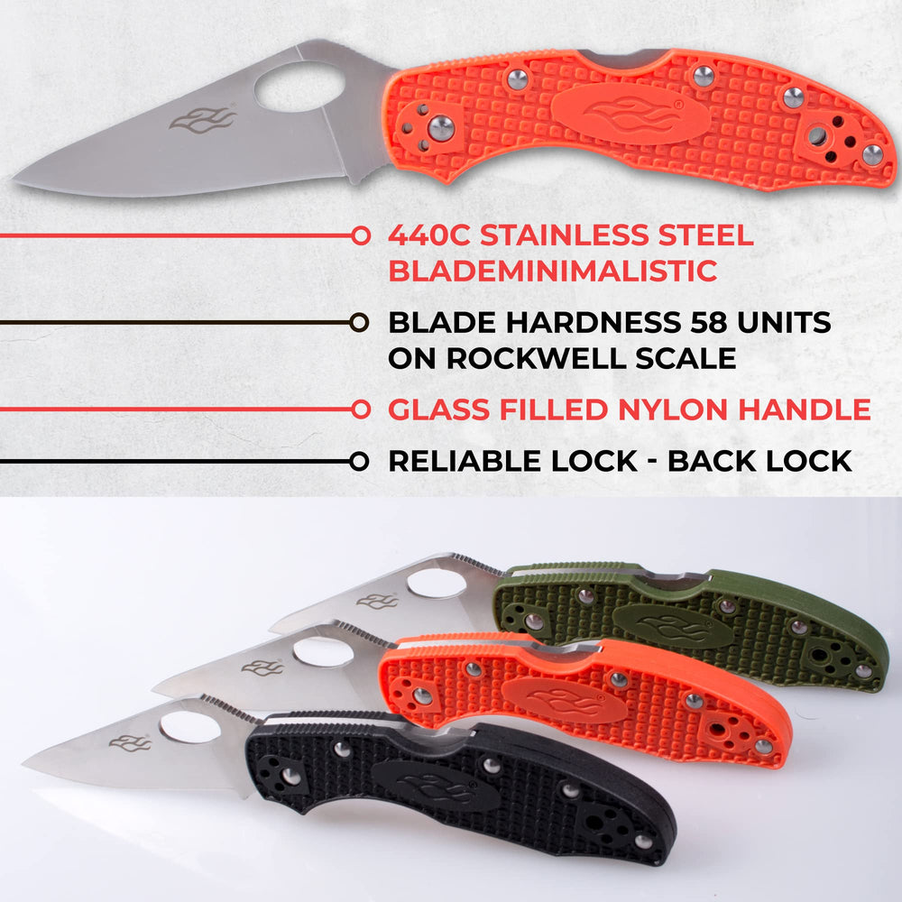 Firebird F759M open in hand demonstrating compact size and ergonomic grip
