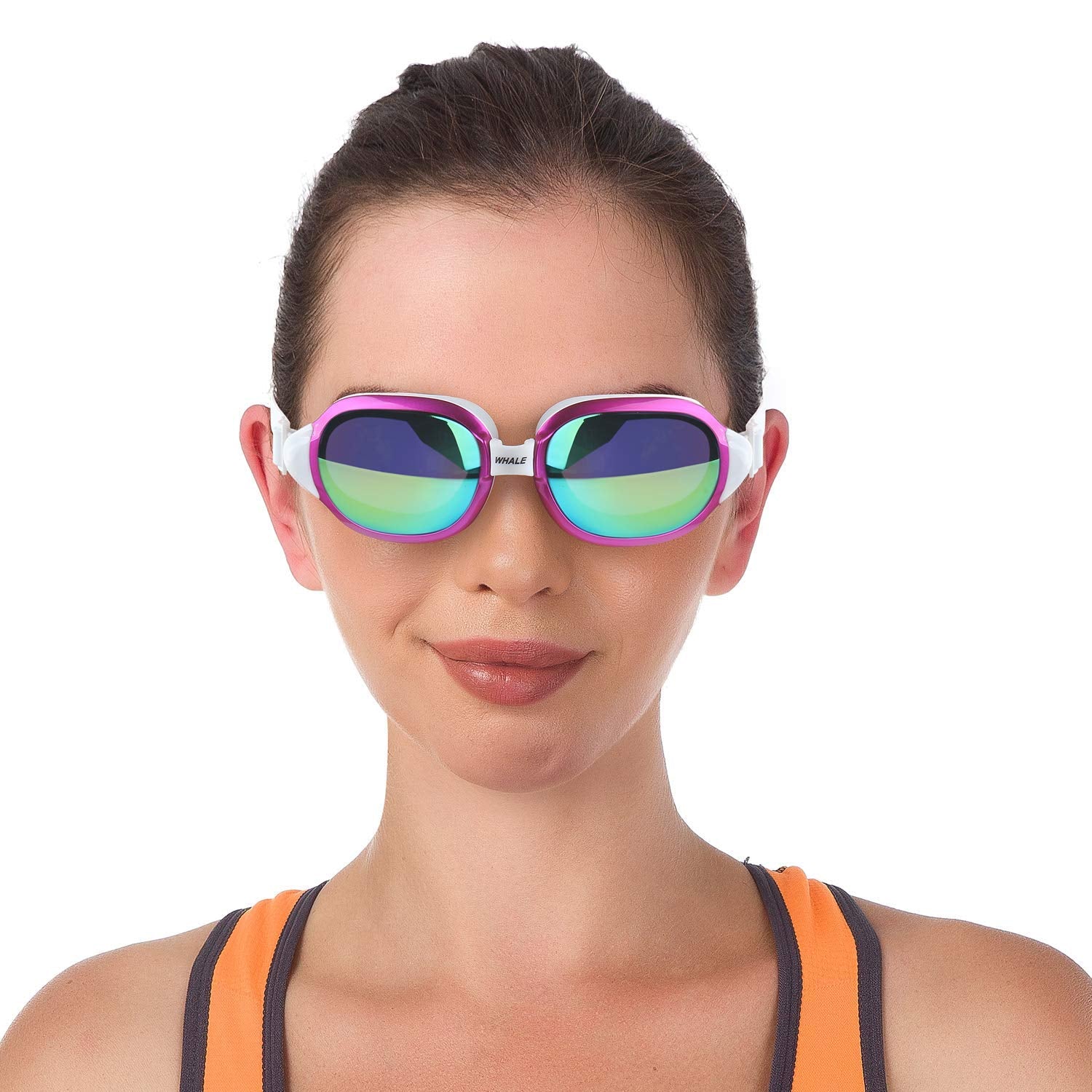 Firesara swimmer wearing goggles demonstrating secure fit in pool
