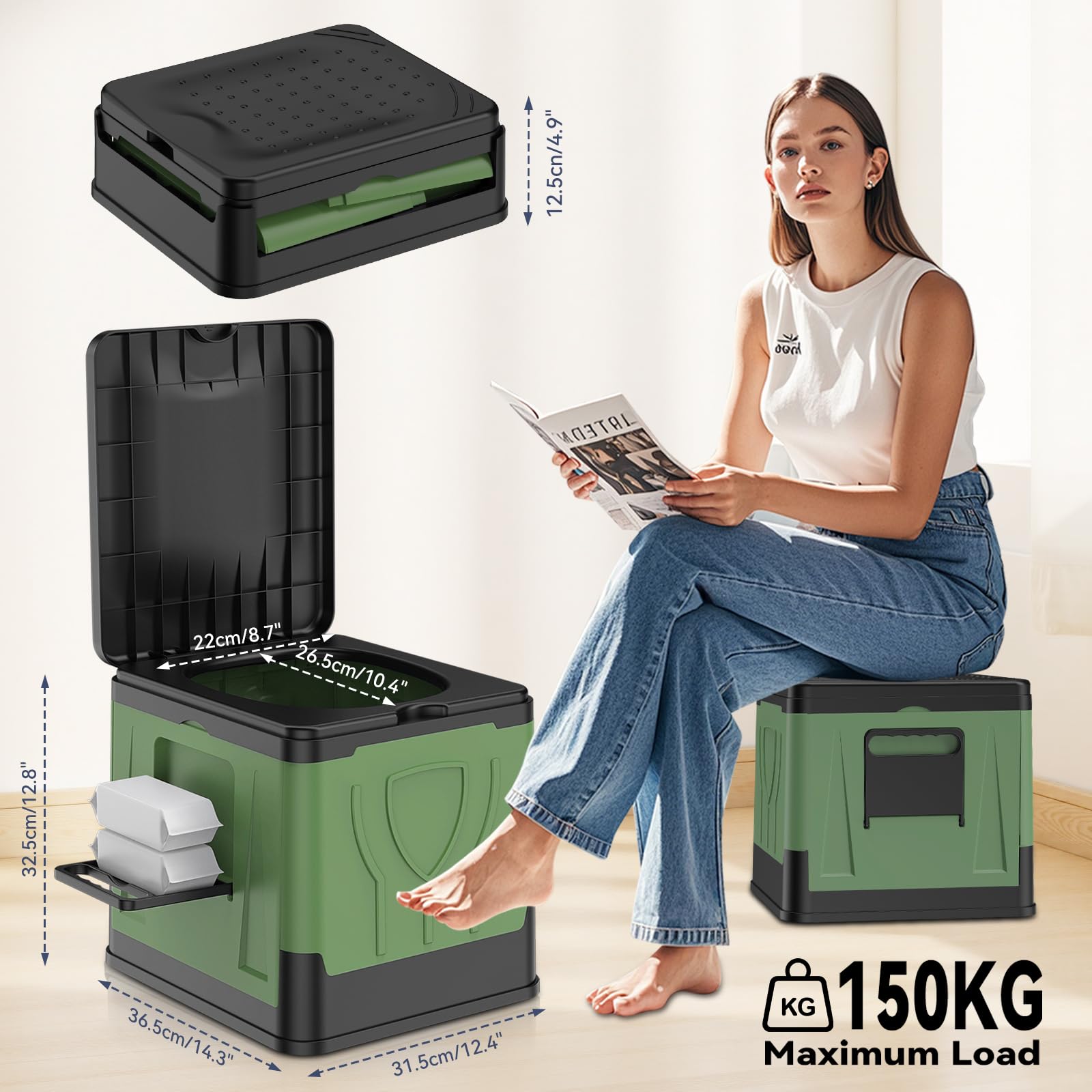 FIRINER close-up of built-in tray and paper holder for hands-free convenience