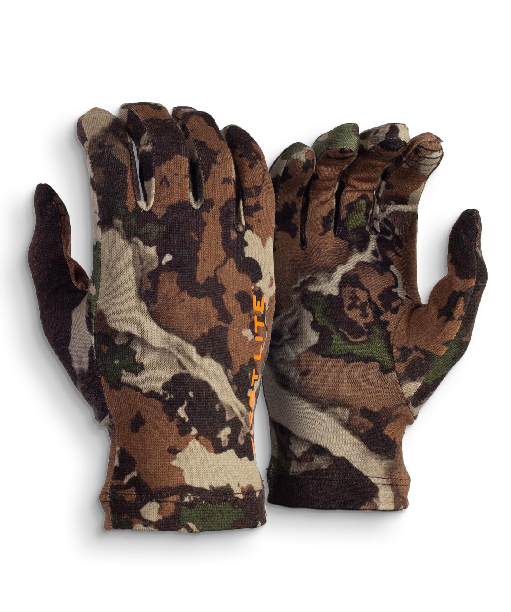 First Lite Aerowool glove front view showing fit and low profile benefit