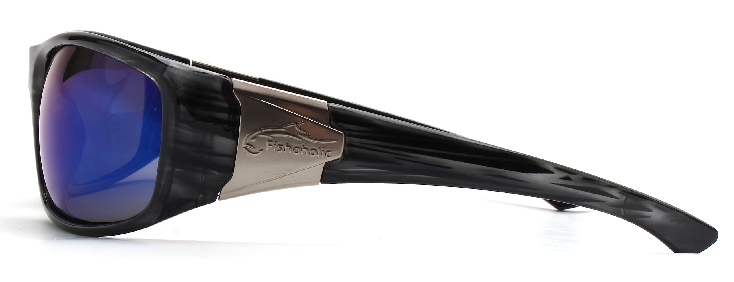 Fishoholic rubber nose and temple accents provide secure all-day fit