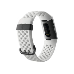 Fitbit Charge 3 SE heart rate sensor close-up illustrating accurate continuous pulse monitoring