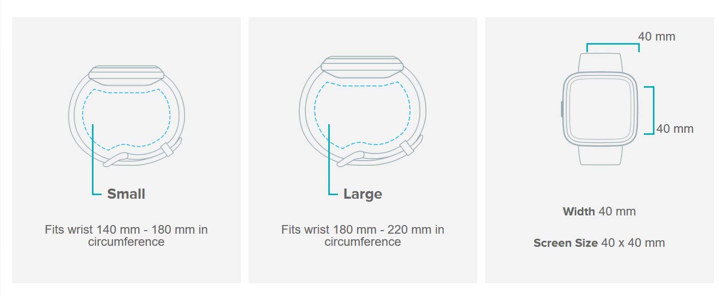 Fitbit Charge 3 SE on wrist showing fit with included small and large bands for sizing options