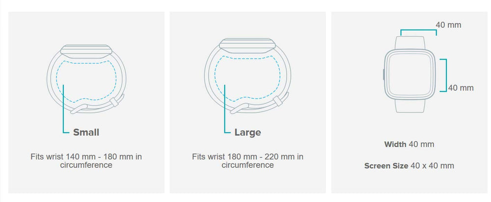 Fitbit Charge 3 SE on wrist showing fit with included small and large bands for sizing options
