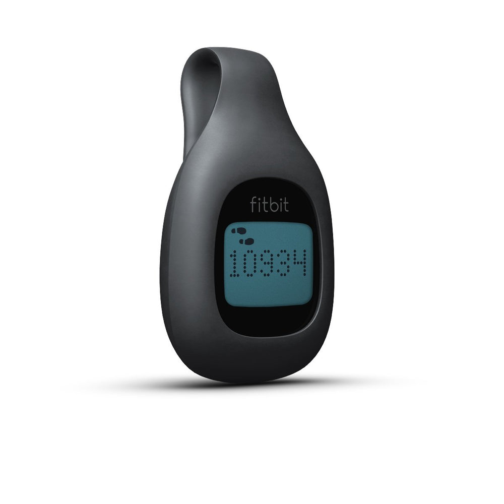 Fitbit Zip side profile highlighting slim design and charcoal color for discreet wear