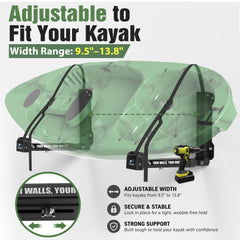 FitiRoker rack holding a kayak in a garage showing organized storage benefit