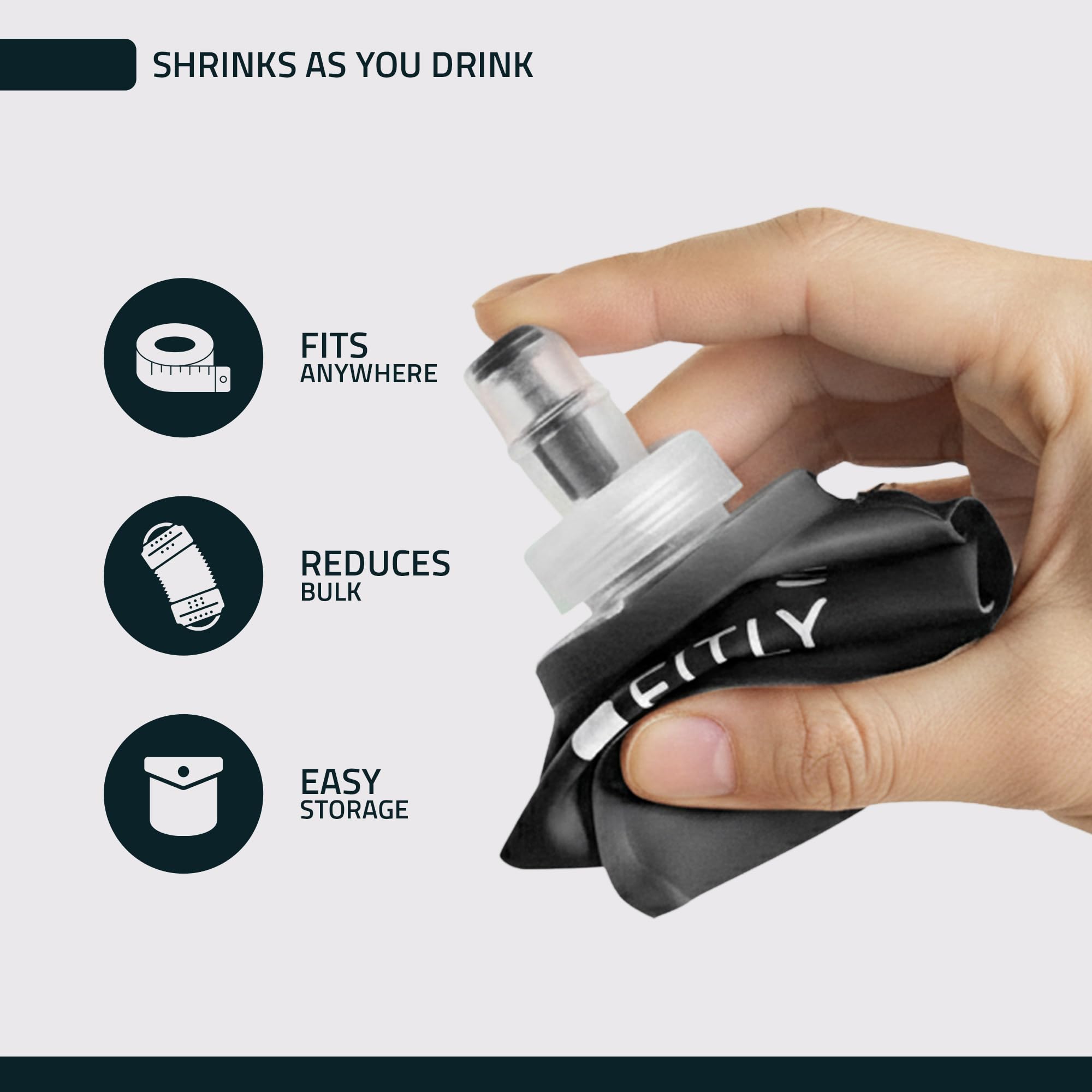 FITLY folded flask flat to save space and pack easily