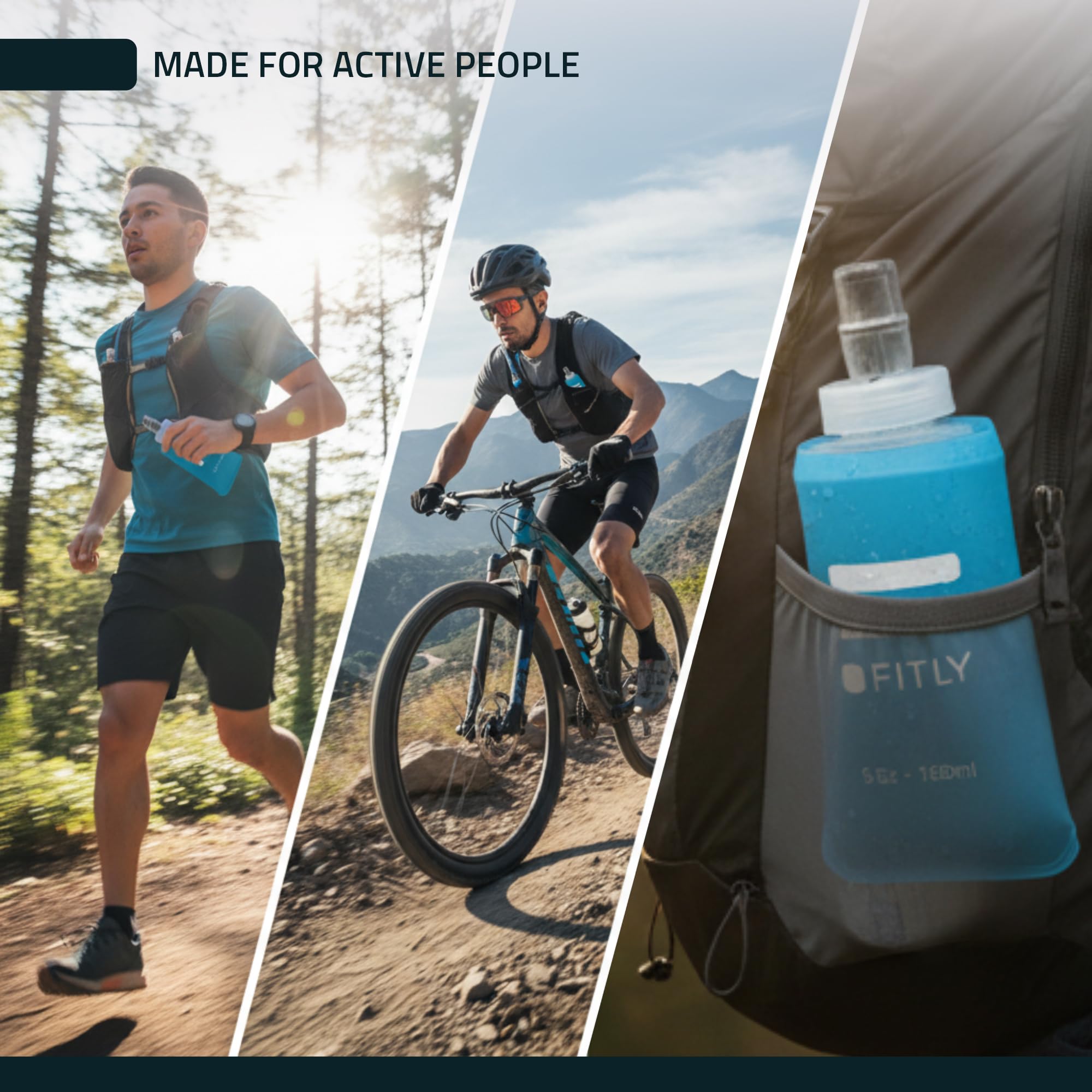 FITLY three sizes side-by-side showing capacity choices for every activity