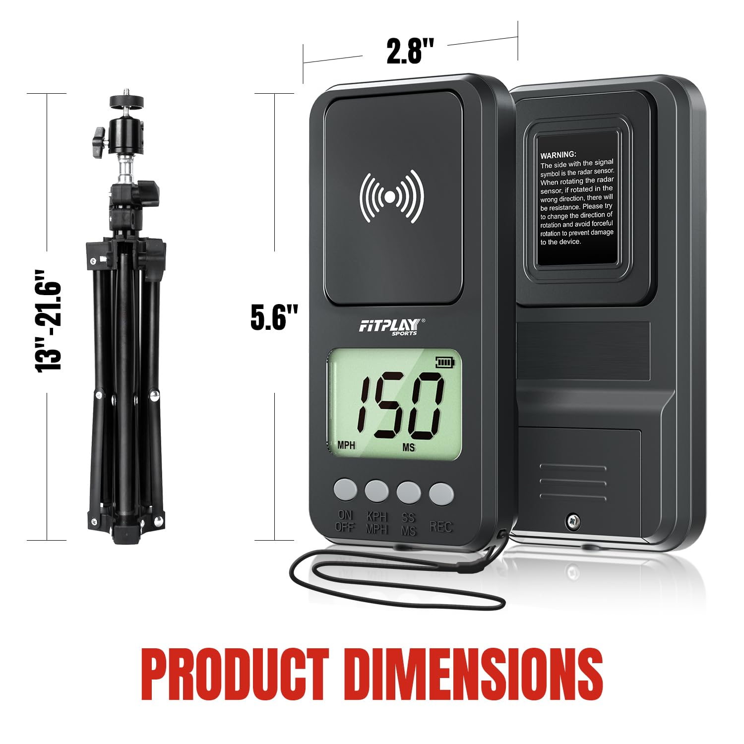 Fitplay Sports radar mounted on tripod measuring pitch speed during training