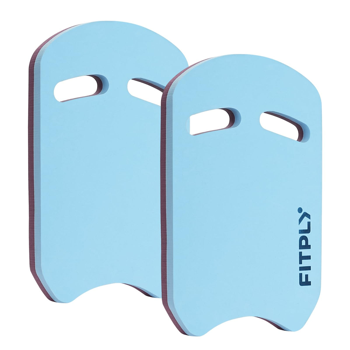 fitply kickboard front view showing both blue and purple boards and clear benefit of dual-pack