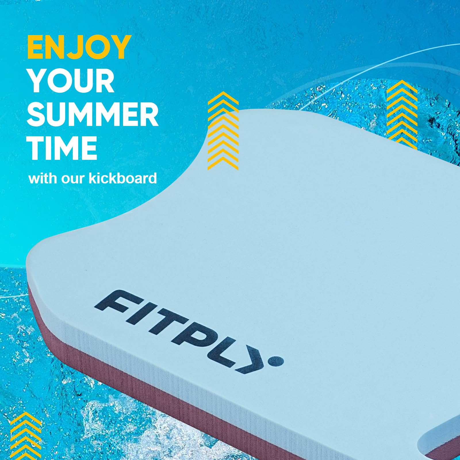 fitply in-pool training use showing swimmer using board to focus on kick technique