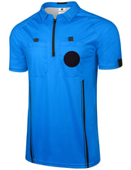 FitsT4 Sports front view of blue referee jersey showing clean logo-free design and pro fit