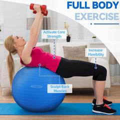 Fitvids inflated 34-inch ball beside a chair showing true size and scale benefits