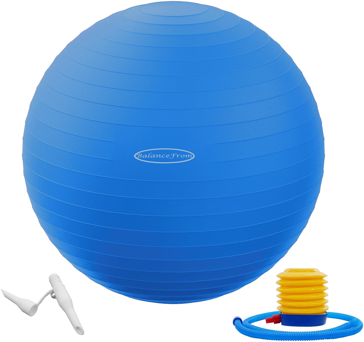 Fitvids XXL blue ball front view showing logo and full shape for easy identification