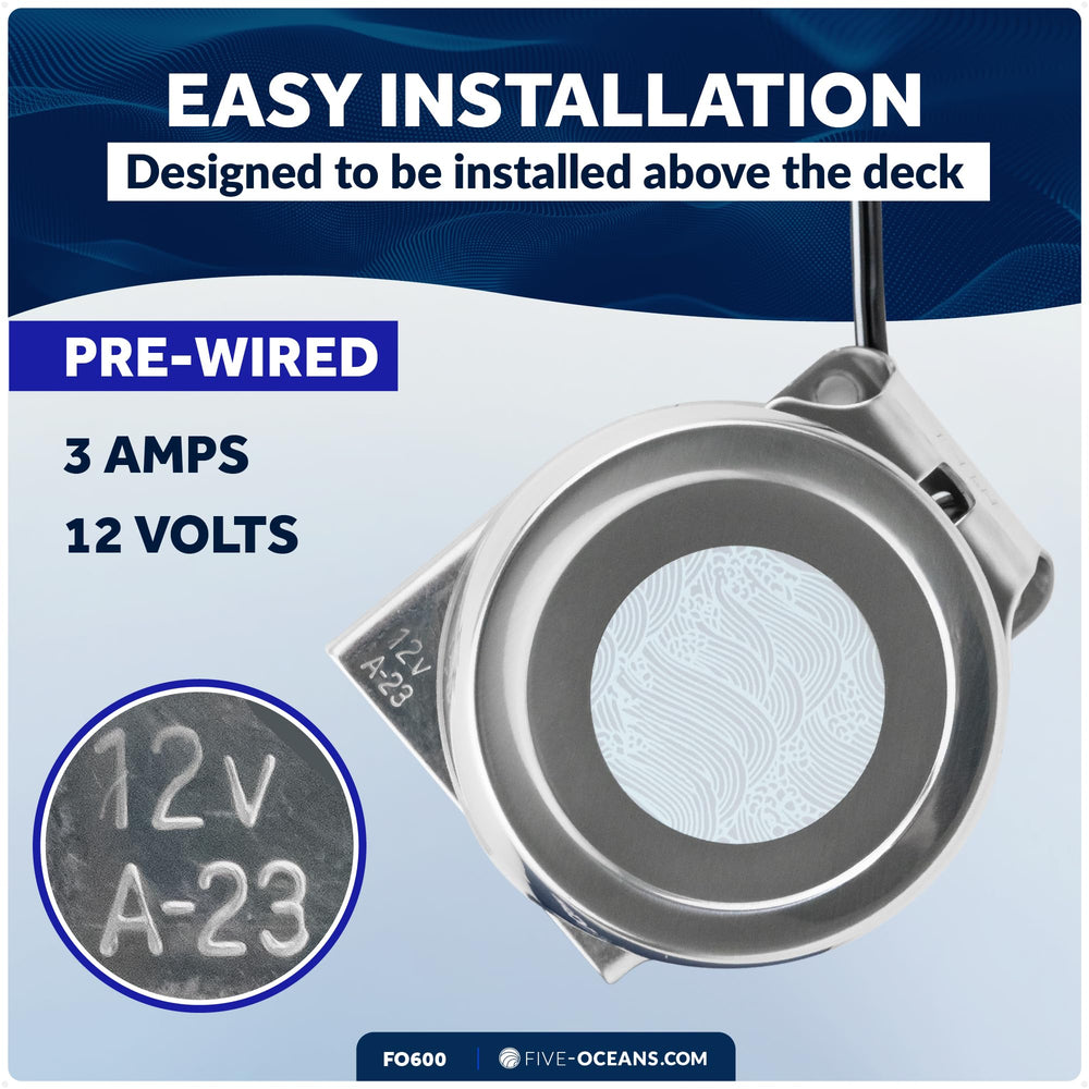 Five Oceans FO600 close-up of stainless cover for durable saltwater protection