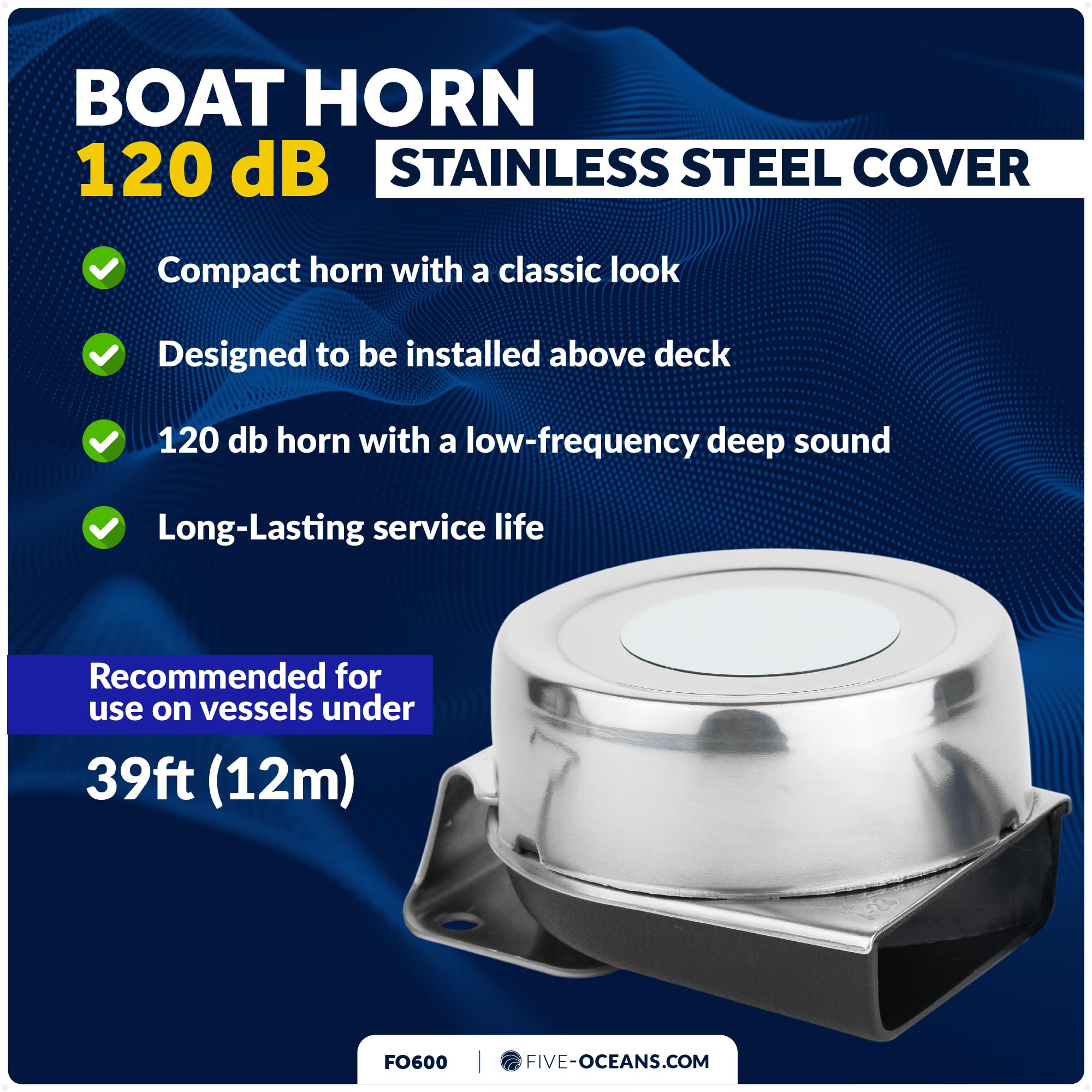 Five Oceans FO600 side profile highlighting compact design and corrosion resistance