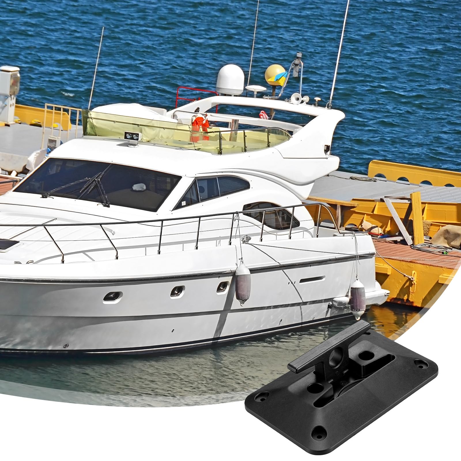 Fiwochic cleat mounted on deck showing tidy installation benefit