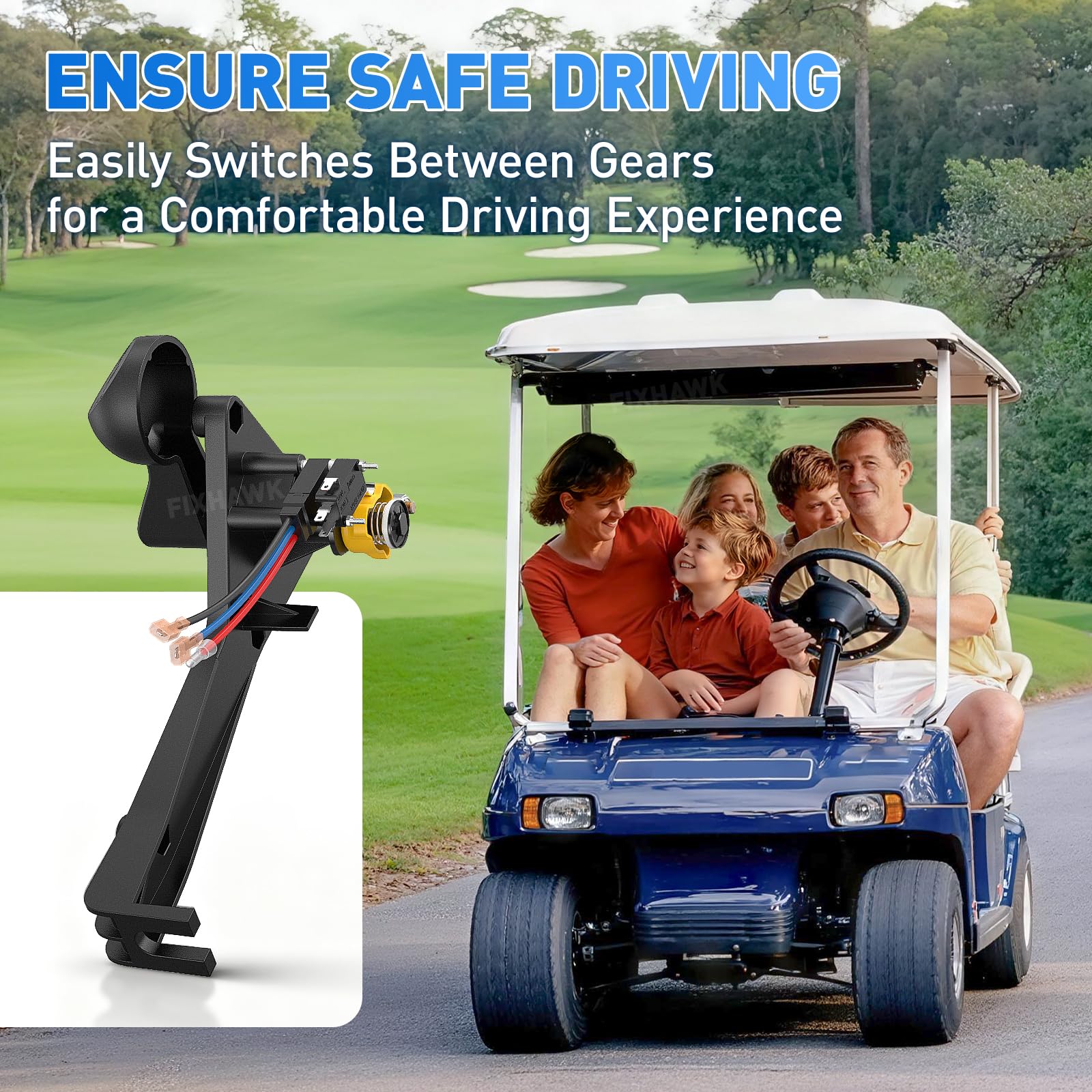 FIXHAWK F&R switch handle close-up highlighting ergonomic grip and precise fit for smooth gear changes