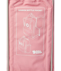 Fjällräven Kanken Bottle Pocket attached to backpack side with bottle for hands-free carry