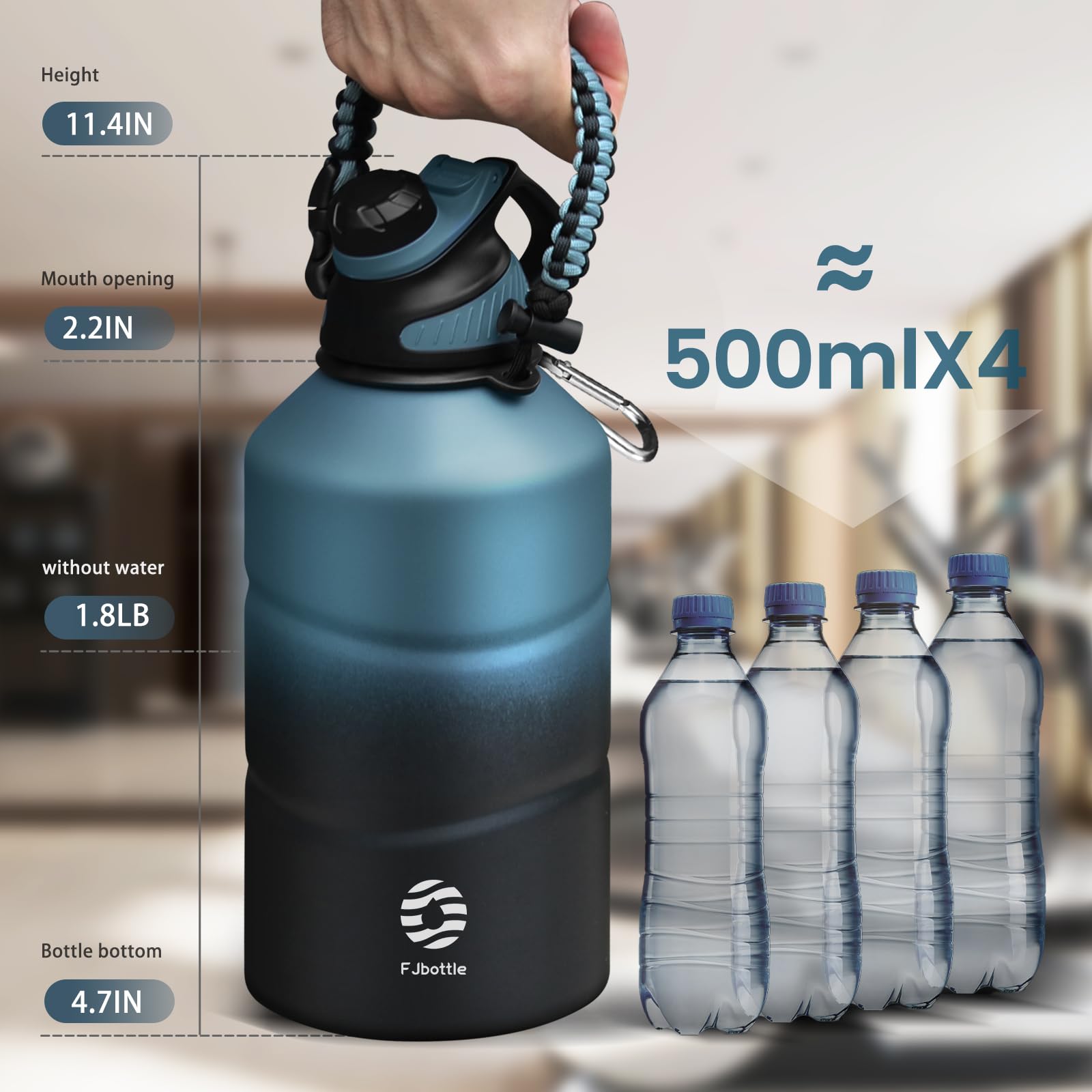 Fjbottle side view showing sweat-free exterior and leakproof seal benefit