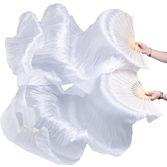 FJYIRI front view of white silk fan veils showing elegant drape and ready-to-use design