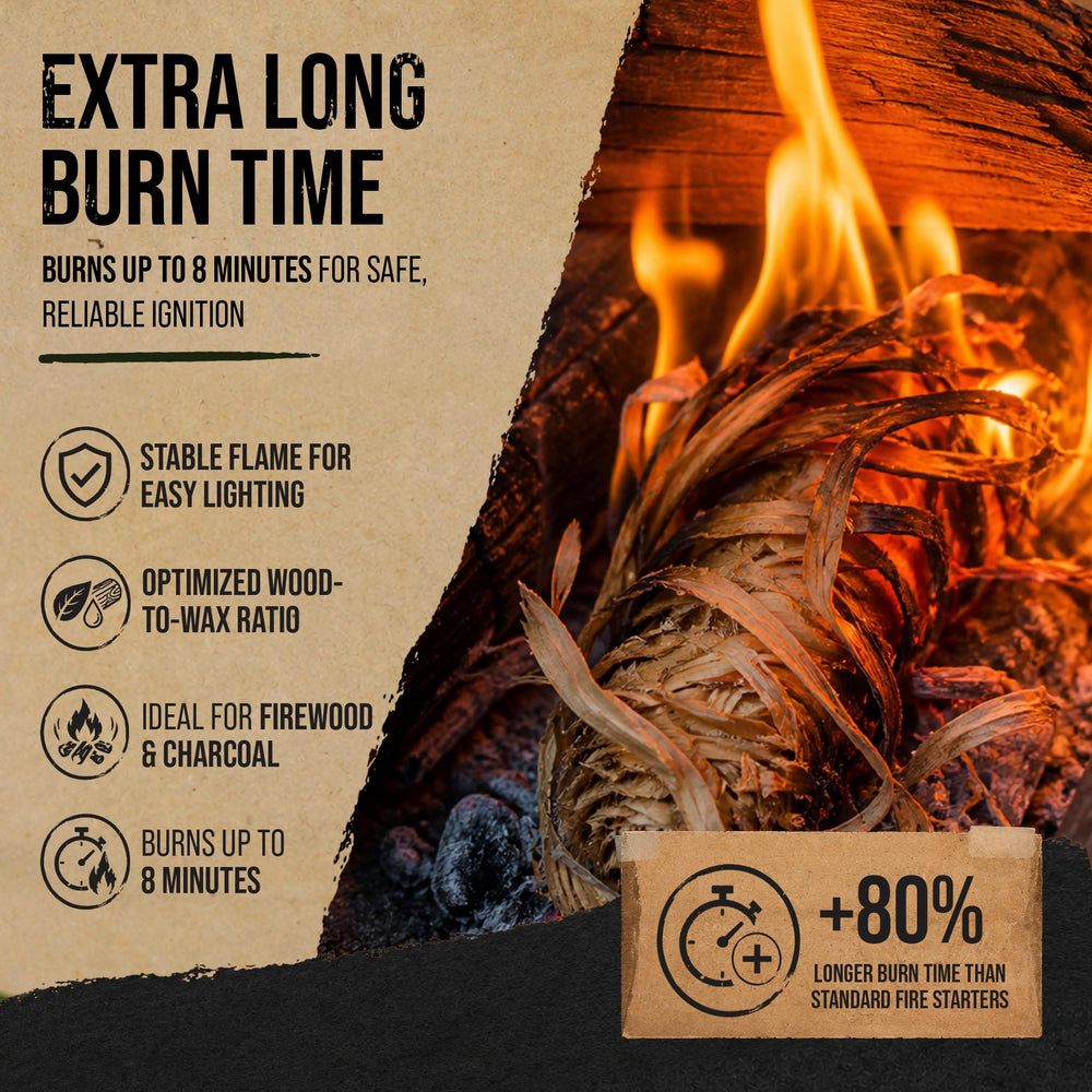 FlameFox starter burning with steady flame to light kindling quickly