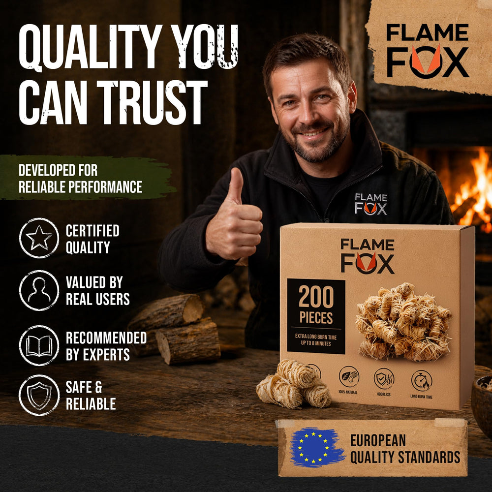 FlameFox starter used at campfire with people enjoying a backyard fire