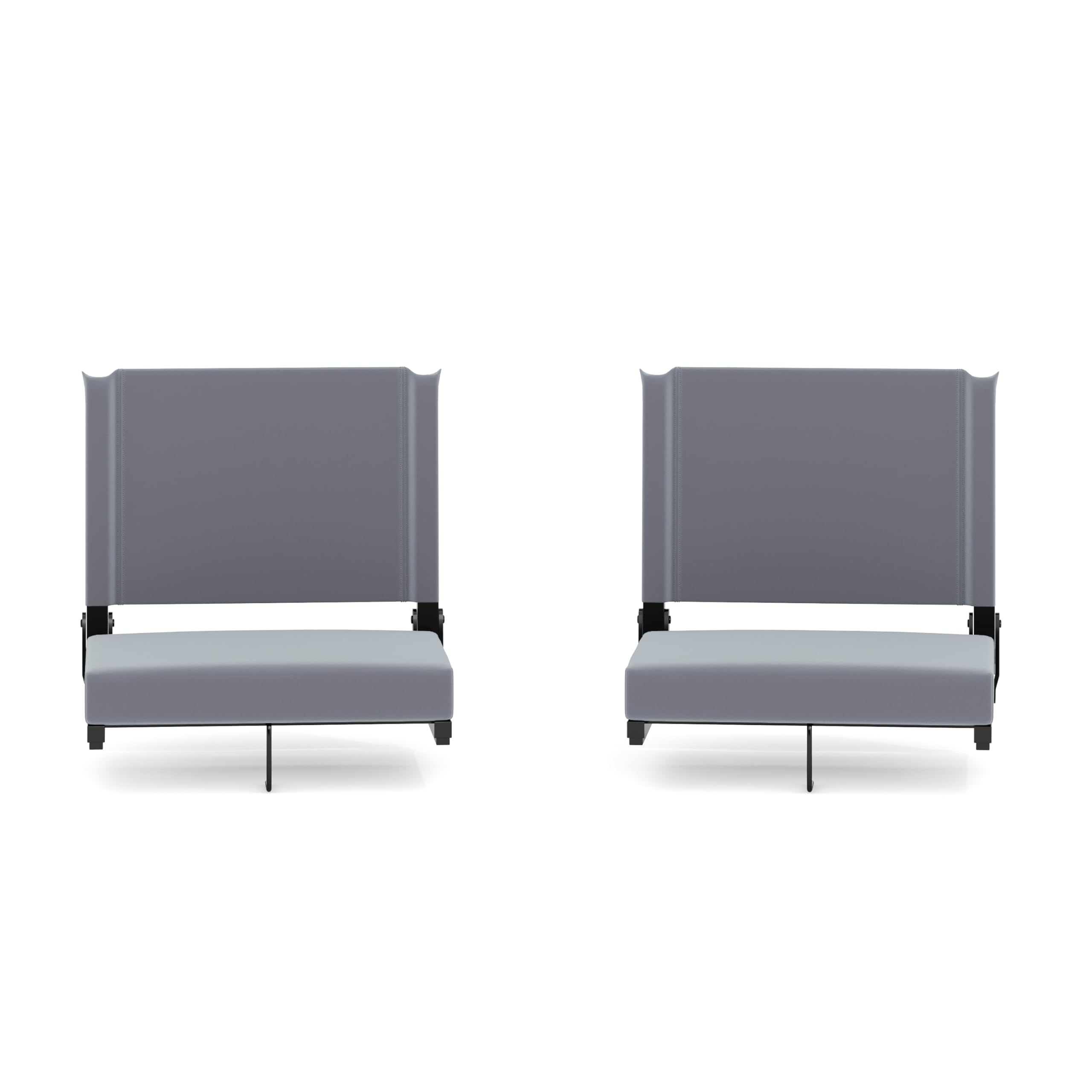 Flash Furniture front view of padded stadium seat showing comfortable backrest and gray fabric