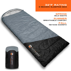Flat Earth Performance tightly compressed sleeping bag in dual-buckle sack for easier transport