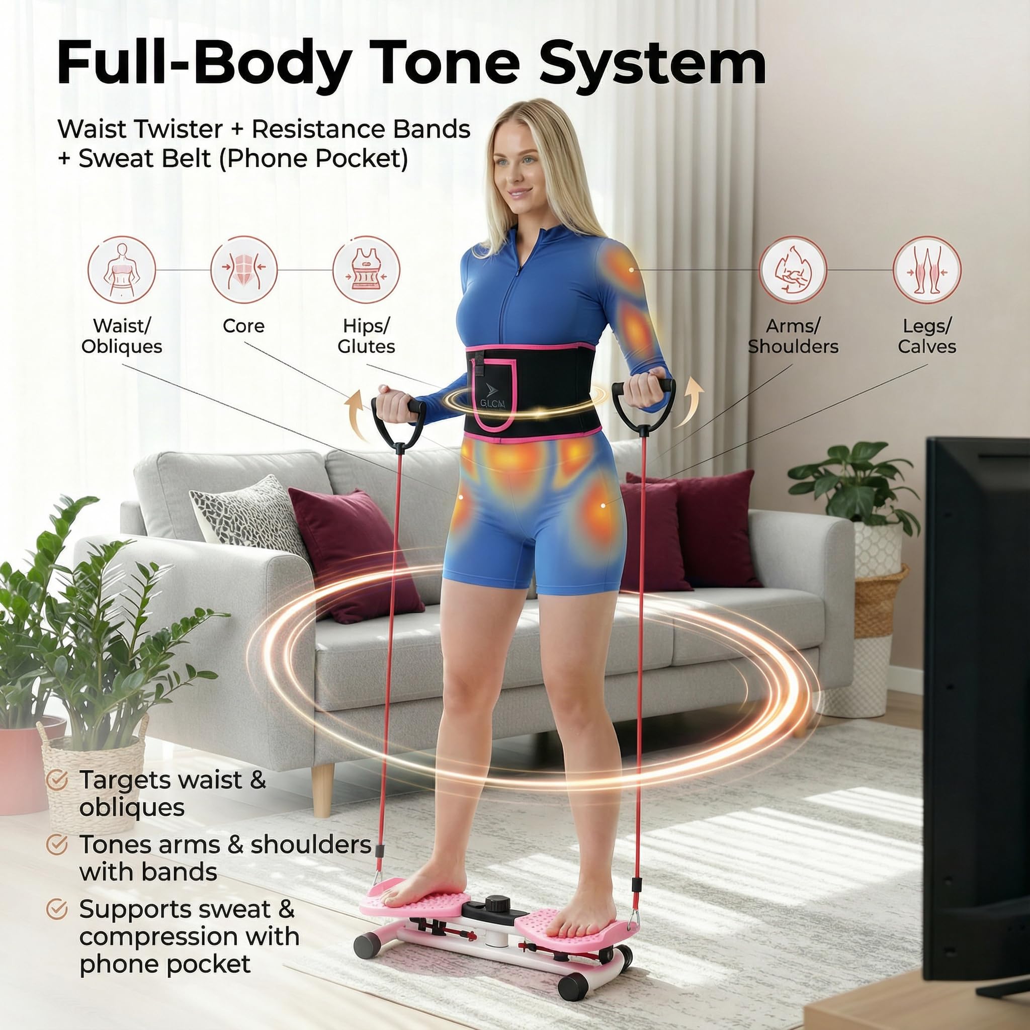 FLÉCHA digital counter closeup tracking time twists and calories