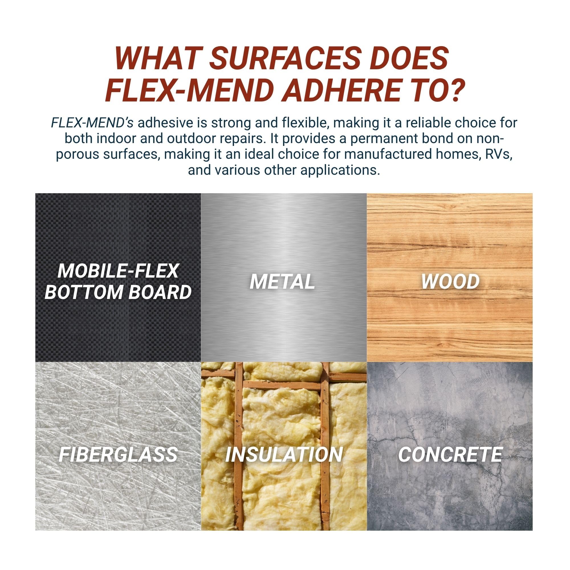 Flex-Mend sealing a torn seam detail, illustrates strong adhesion on vinyl