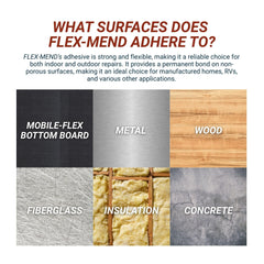 Flex-Mend sealing a torn seam detail, illustrates strong adhesion on vinyl