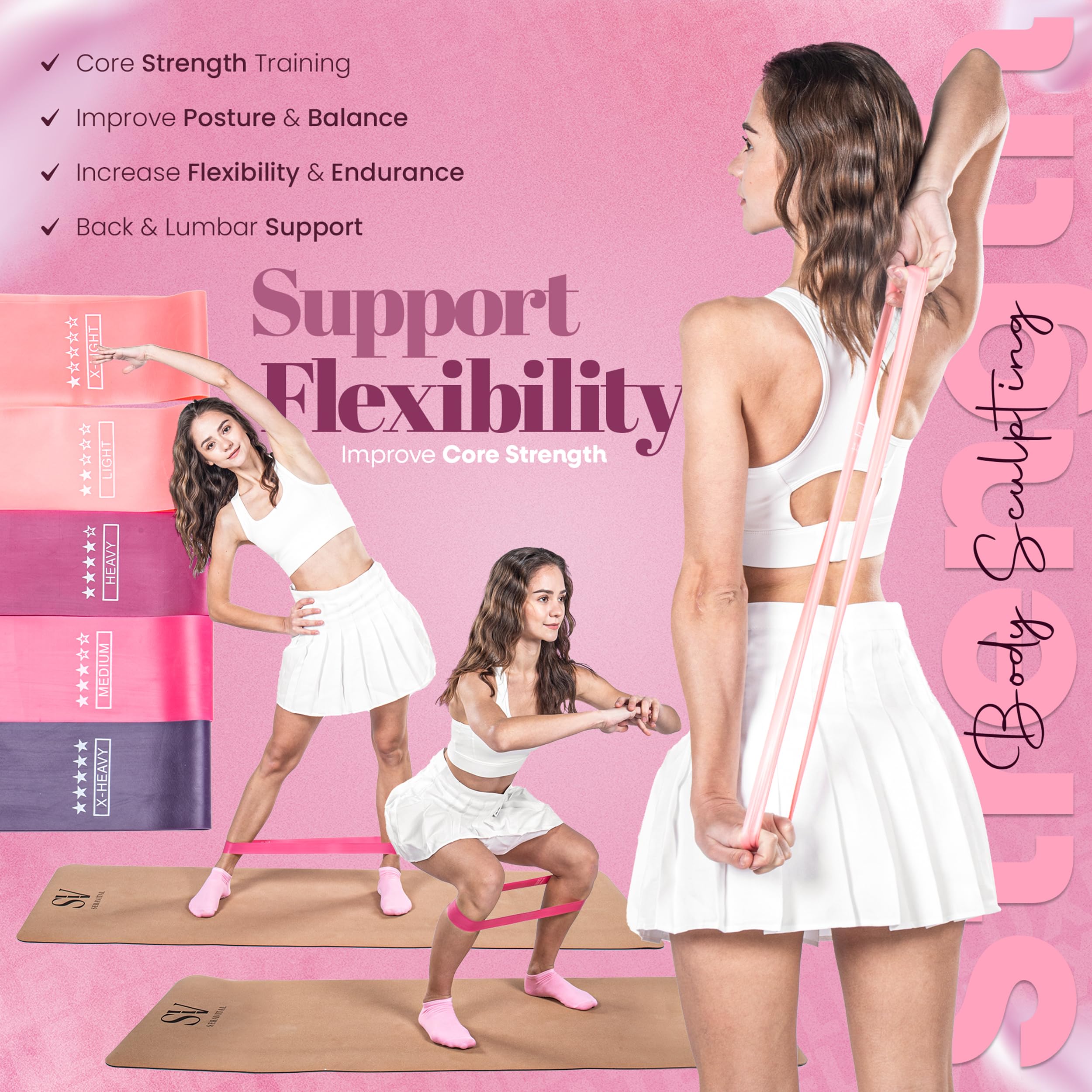 FlexiLuxe grip socks paired with drawstring carry bag for safe footing and easy portability