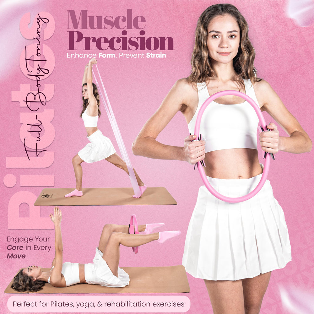 FlexiLuxe 9.8-inch anti-burst Pilates ball with pump for quick inflation and stability training