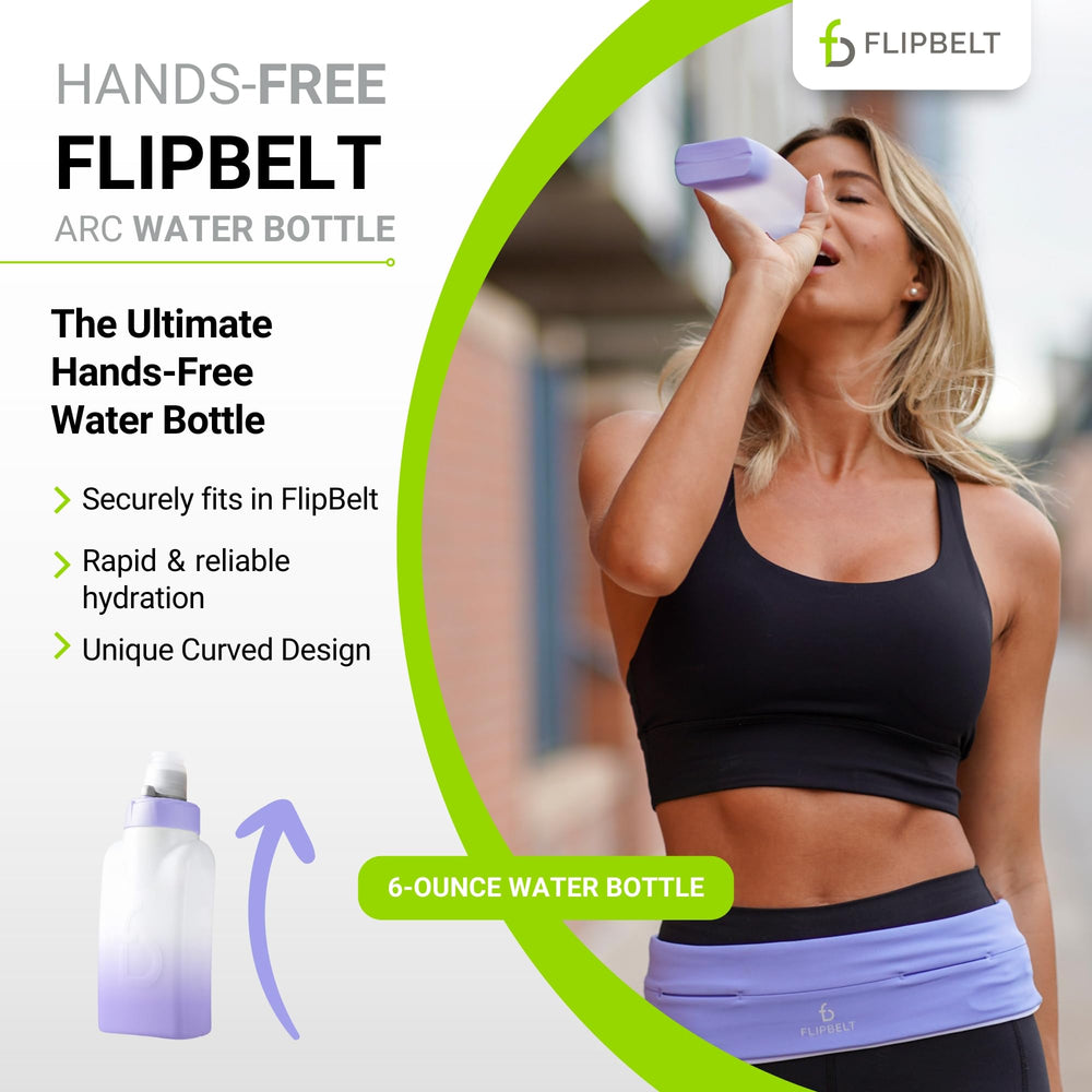 FlipBelt Arc Periwinkle cap close-up showing secure spill-resistant closure