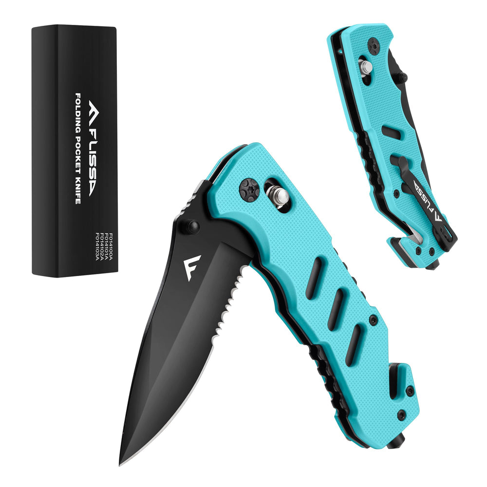 FLISSA front view open showing blade and clip for quick access