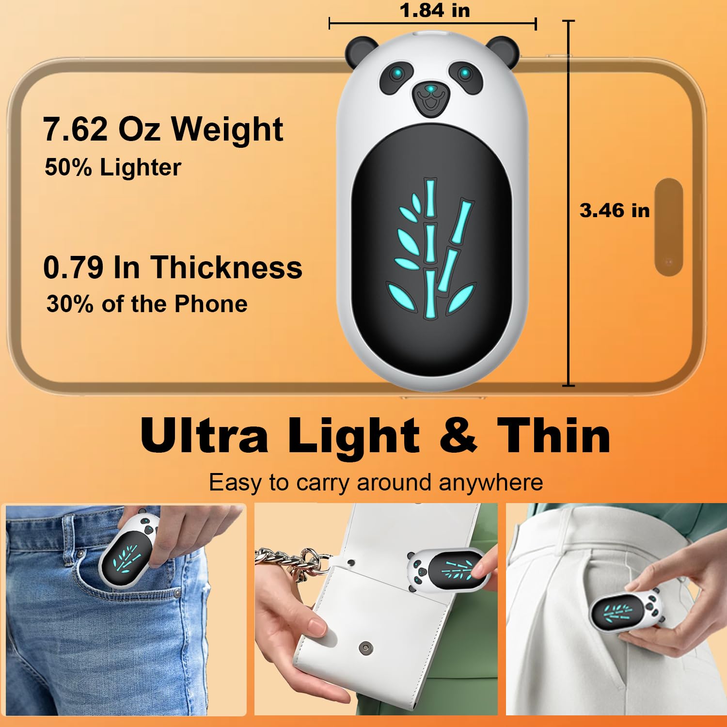 Flotstiga size comparison beside phone showing pocket portability benefit