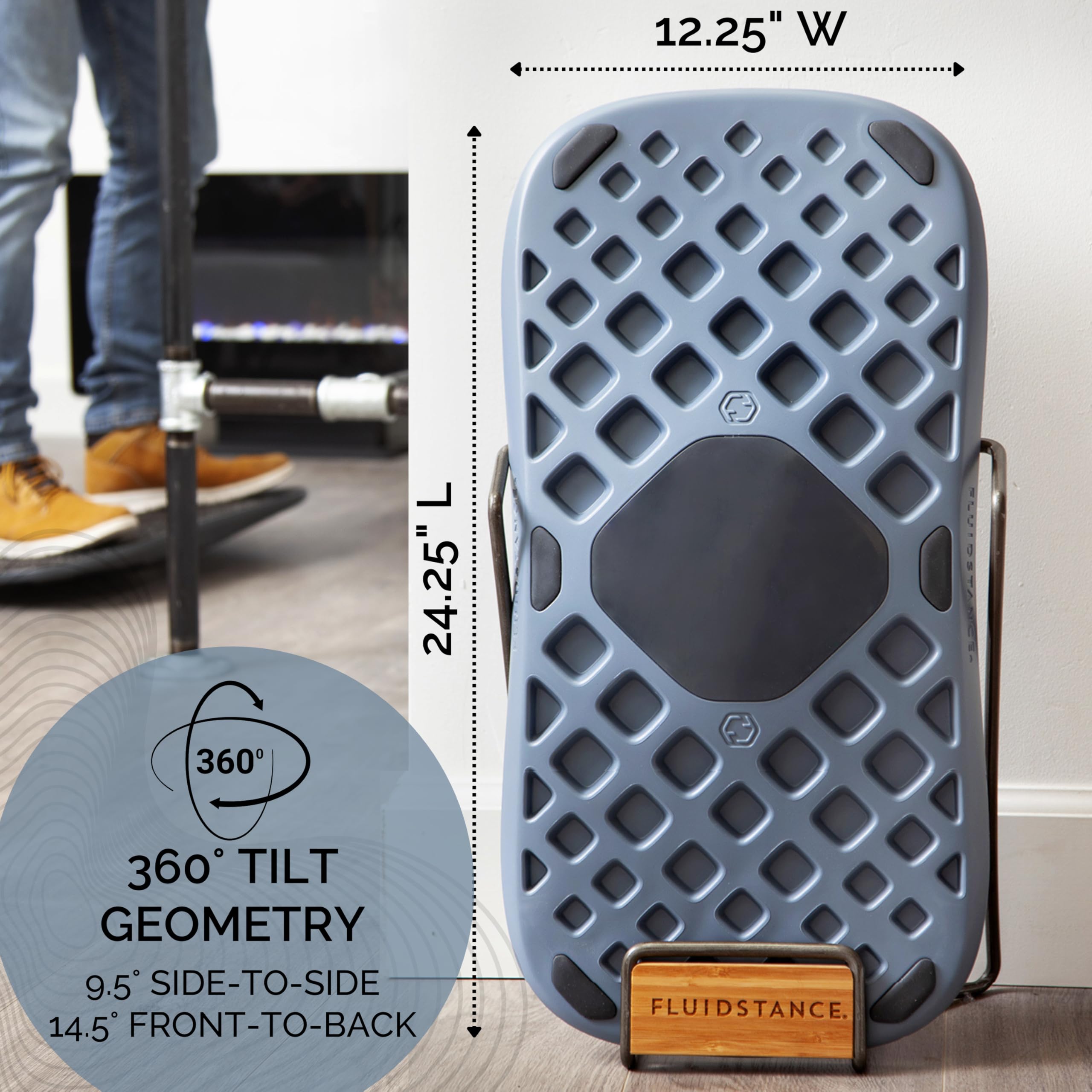 FluidStance Plane side profile illustrating durable recycled plastic base benefit