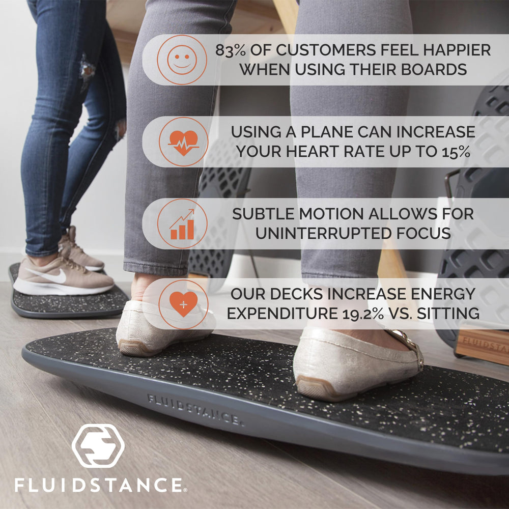 FluidStance Plane top-deck texture made from recycled tire tread for traction