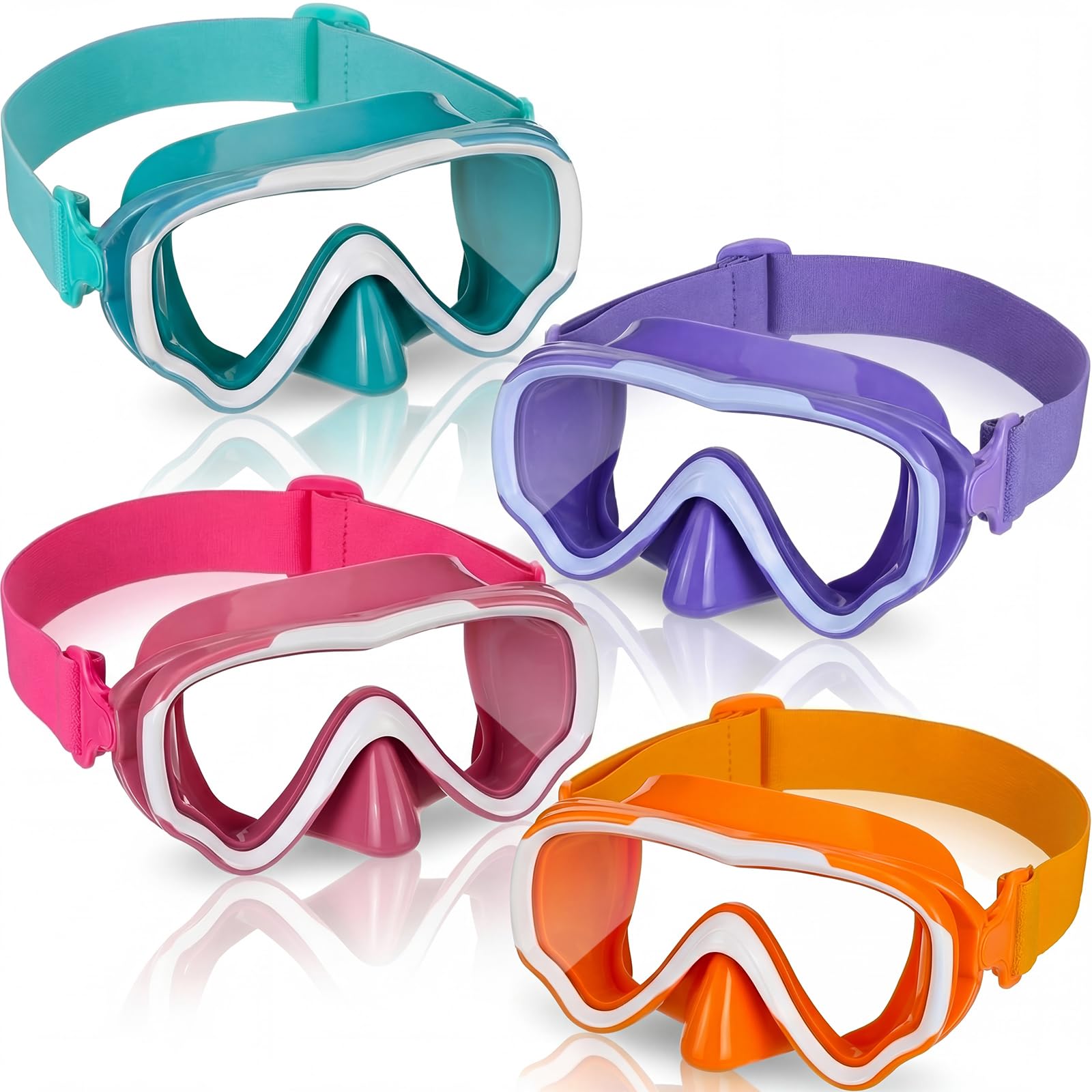 Flutesan front view showing four youth goggles and sealed packaging, clear benefit