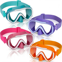 Flutesan front view showing four youth goggles and sealed packaging, clear benefit