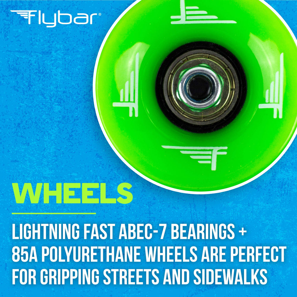 Flybar child riding board at park highlighting stability and fun