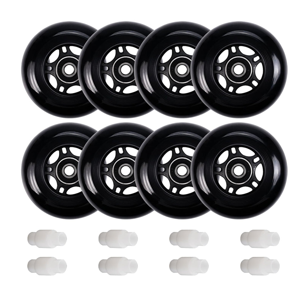 FLYDAZZLE front view of 80mm wheel pack showing wheels and bearings benefit durable replacement