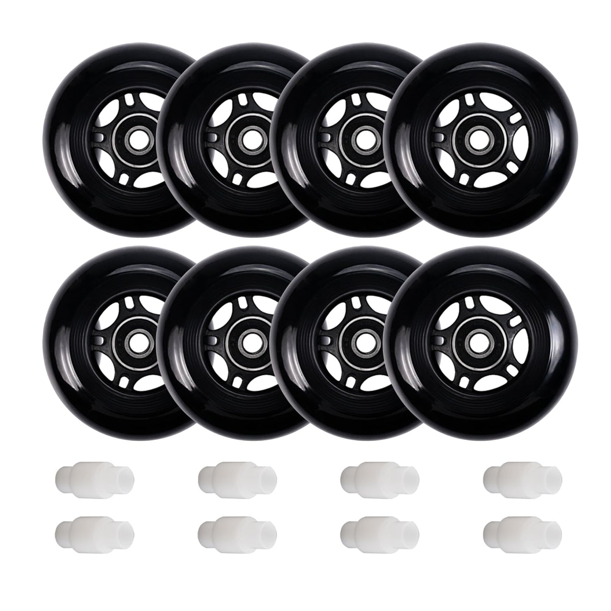 FLYDAZZLE front view of 80mm wheel pack showing wheels and bearings benefit durable replacement