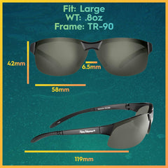 Flying Fisherman Maverick frame detail showing grilamid construction and non-slip temple pads for secure fit