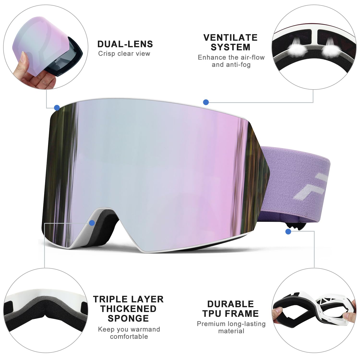 FMY goggles next to a ruler showing compact lightweight size