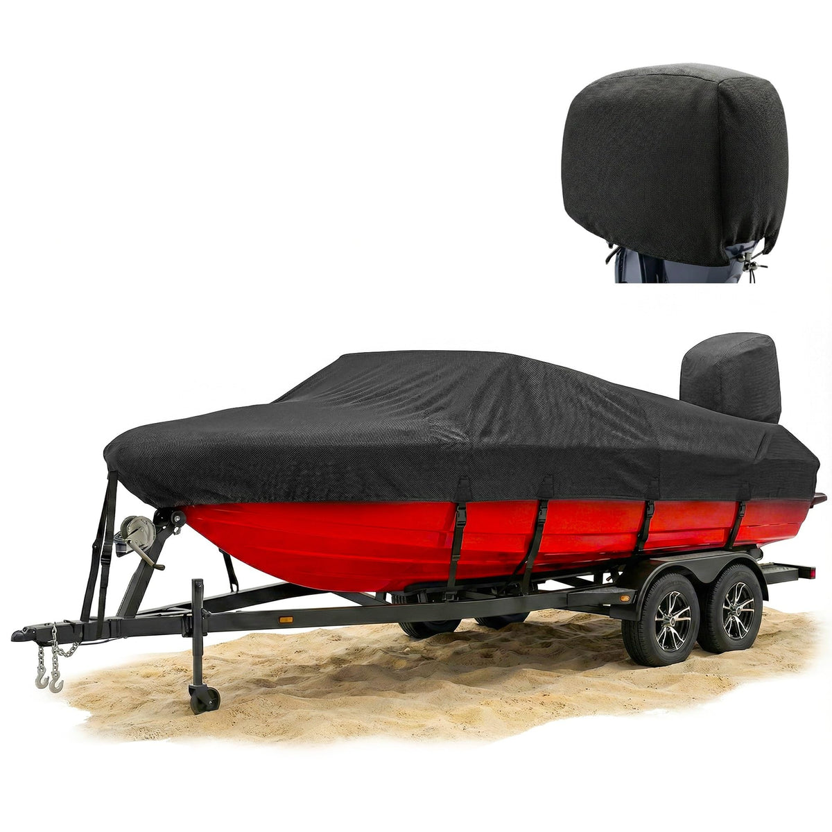 FOCEAN front view of cover fitted on 19–21ft boat showing full protection benefit